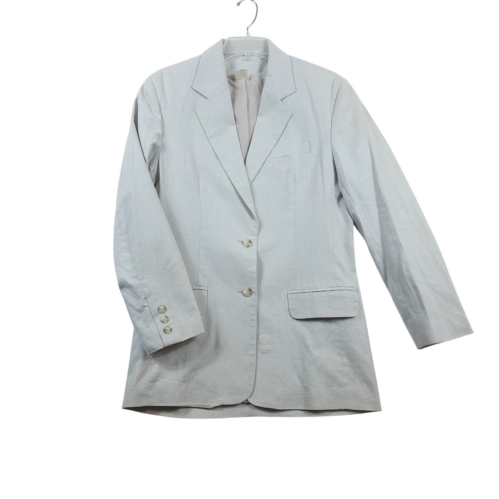 Basic Editions Vintage 90s Linen Blazer Jacket Women Small Beige Two Button